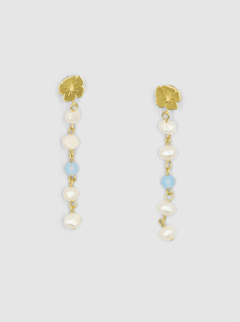 Marie Pearl Drop Earrings | Gold Sky