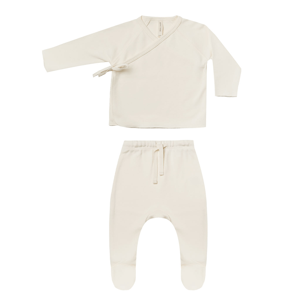 wrap top + footed pant set || ivory