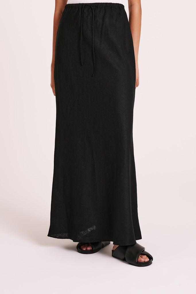Amani Linen Skirt | Black