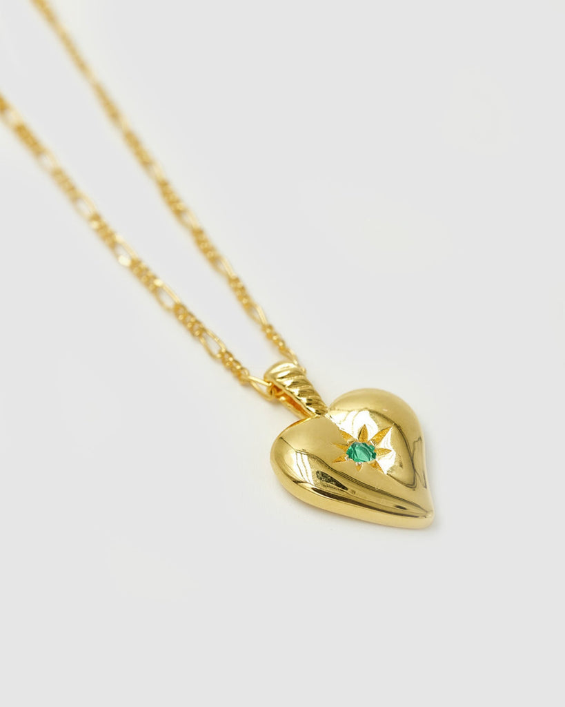 Amore Pendant Necklace | Gold - Dark Green