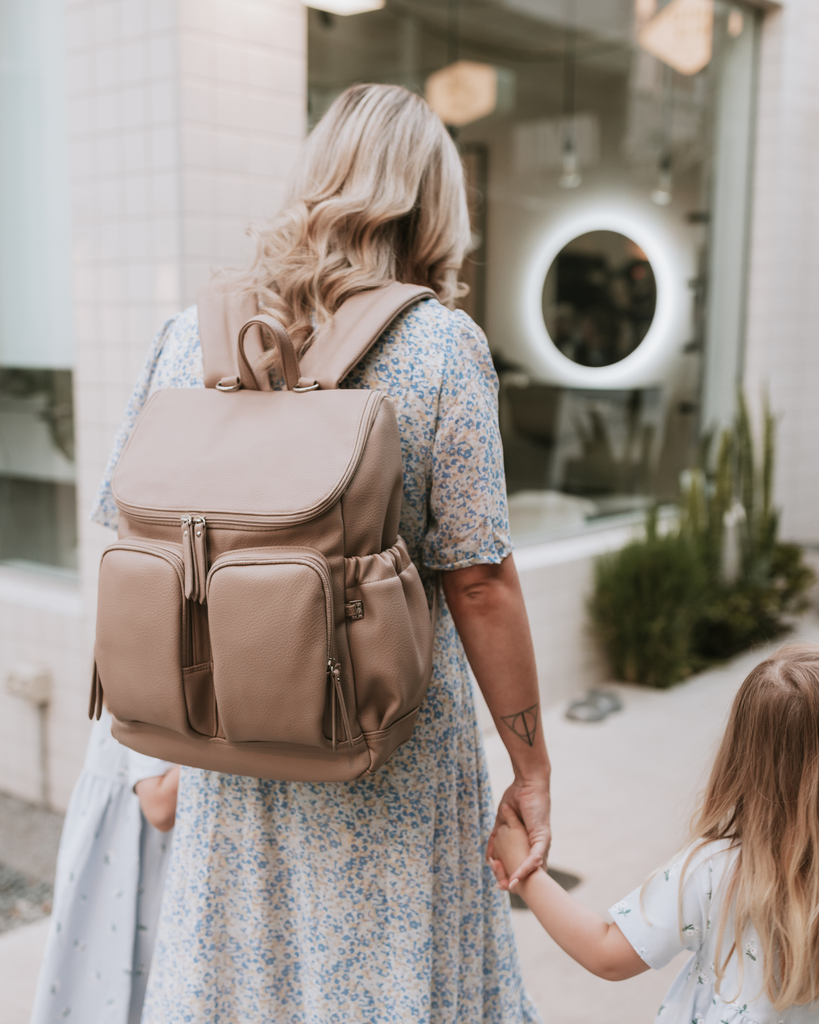 Signature Nappy Backpack | Oat Dimple Vegan Leather
