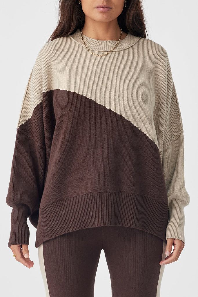 Neo Sweater | Chocolate & Taupe