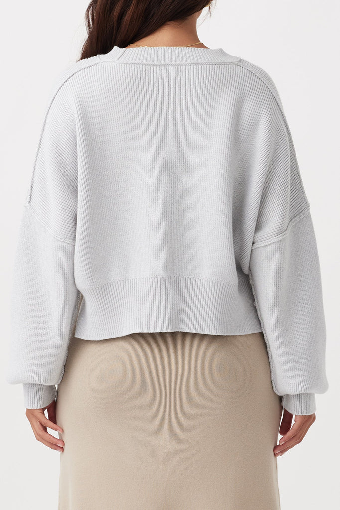 Harlo Cropped Sweater | Light Grey Marle