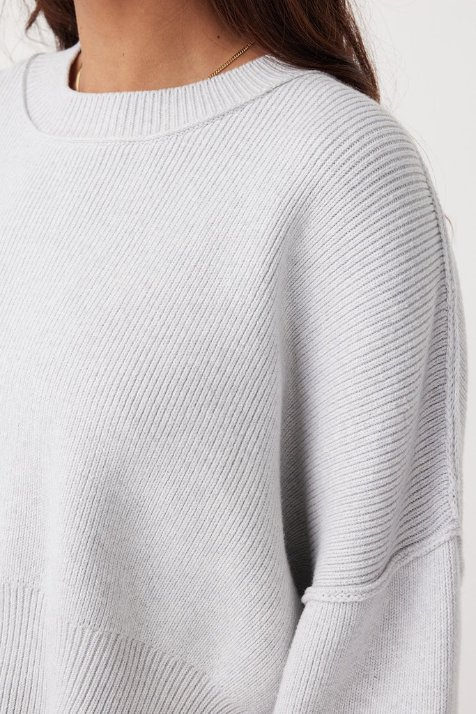 Harlo Cropped Sweater | Light Grey Marle