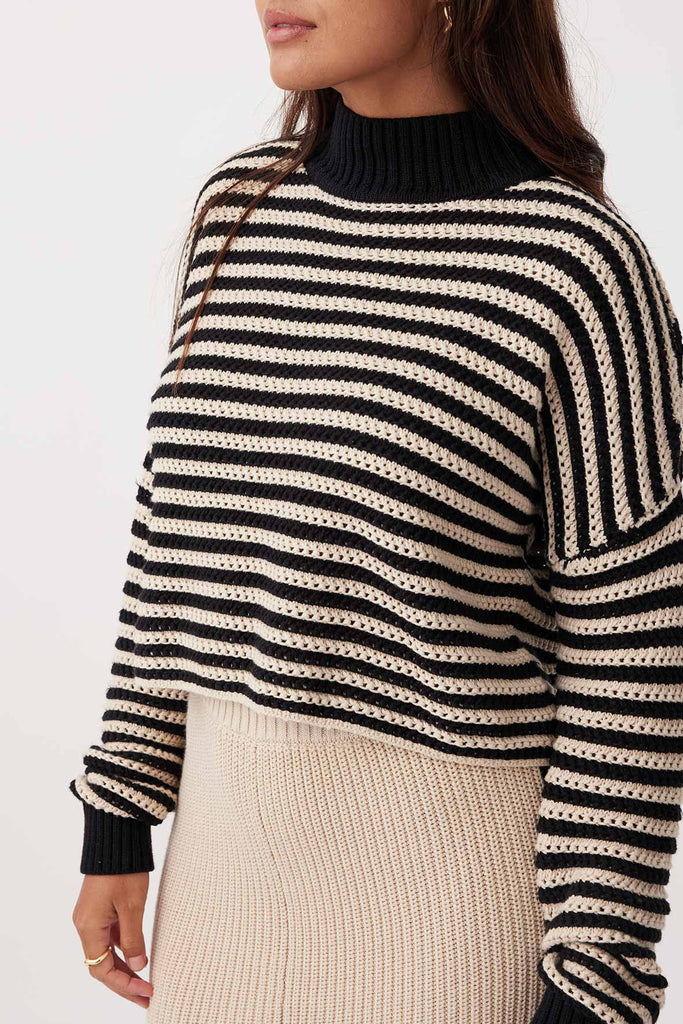 June Cropped Sweater | Sand & Black