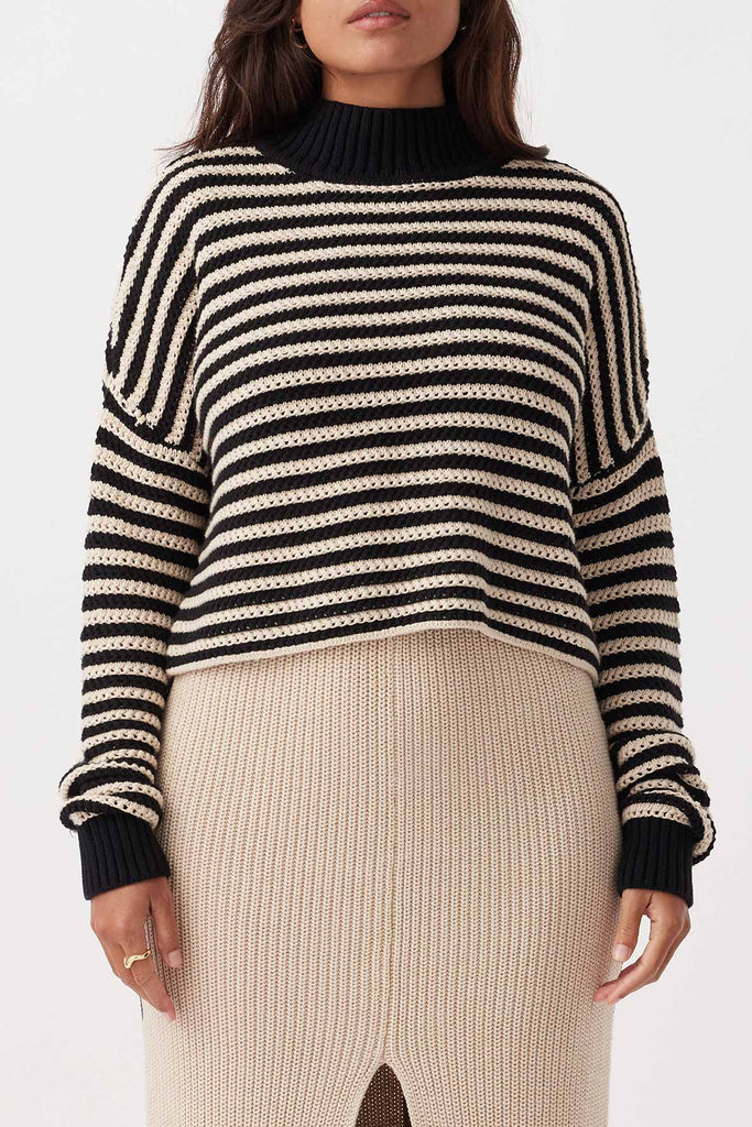 June Cropped Sweater | Sand & Black