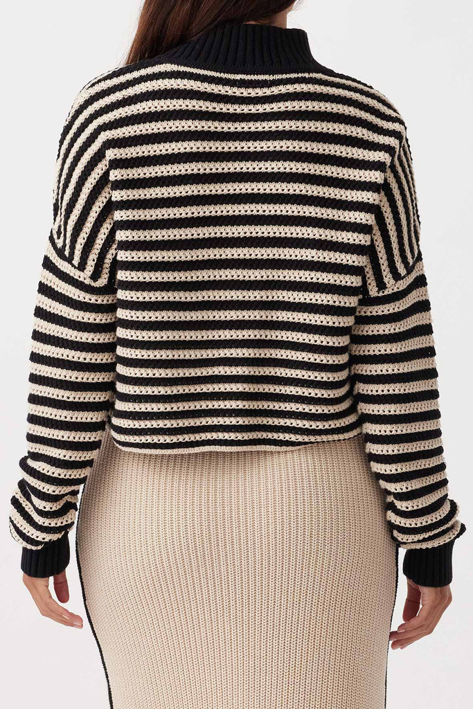 June Cropped Sweater | Sand & Black