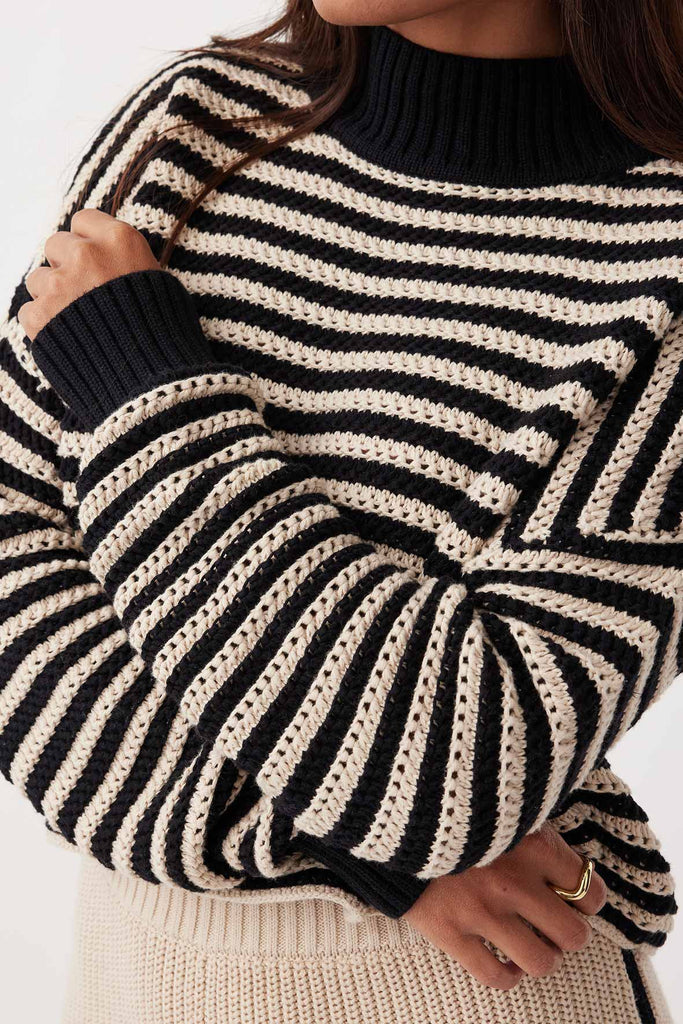 June Cropped Sweater | Sand & Black