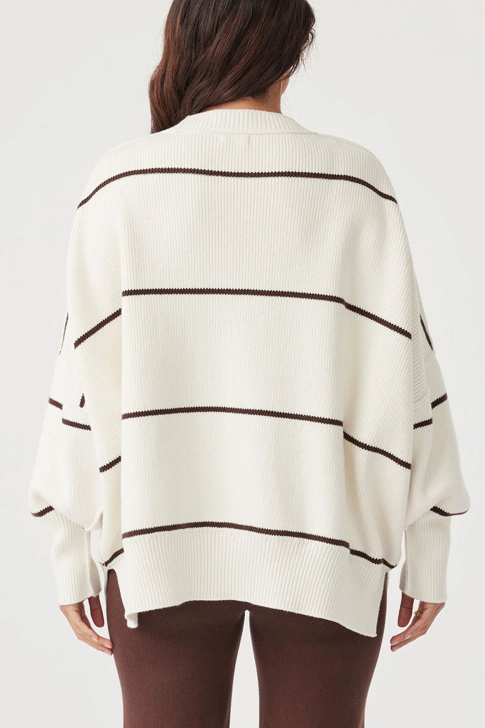 Harper Stripe Organic Knit Sweater | Cream & Chocolate