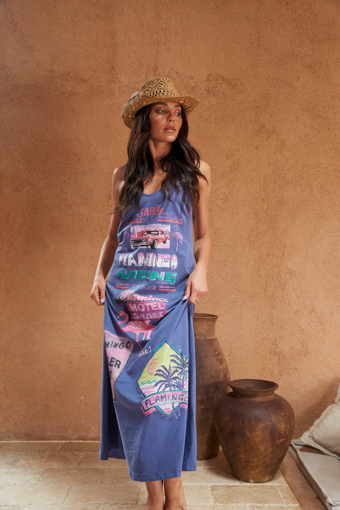 FLAMINGO RACING MAXI DRESS | PURPLE