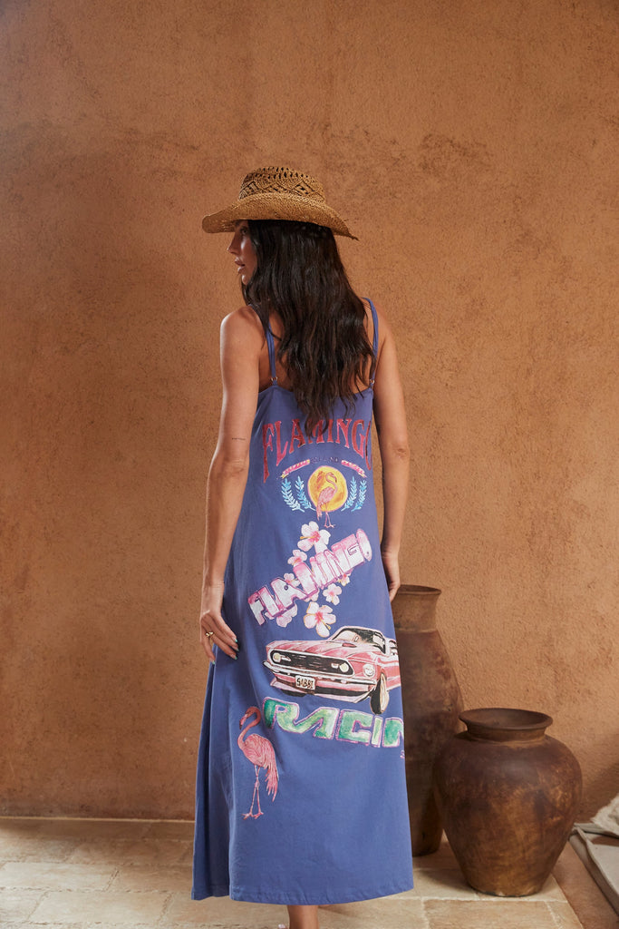 FLAMINGO RACING MAXI DRESS | PURPLE