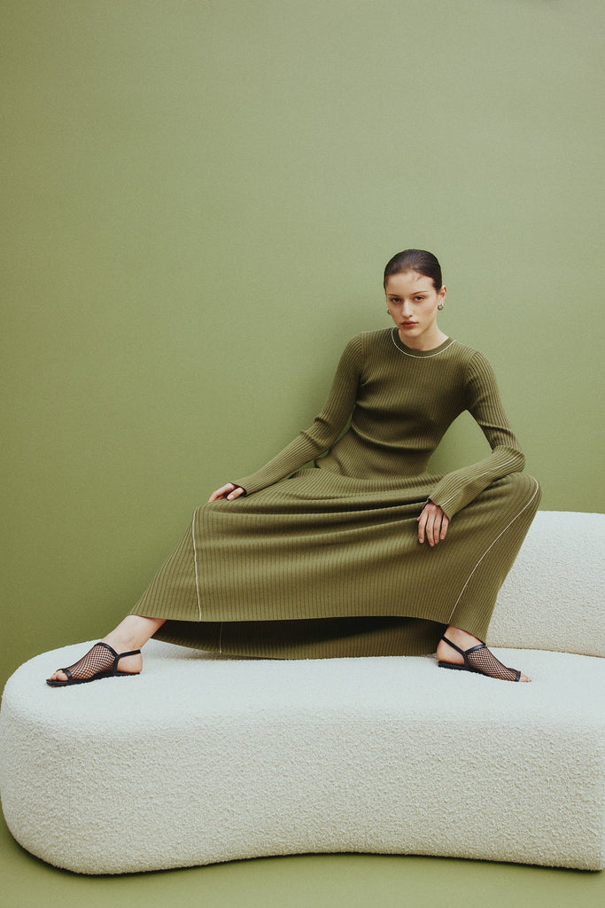 GAIA KNIT MAXI DRESS | OLIVE