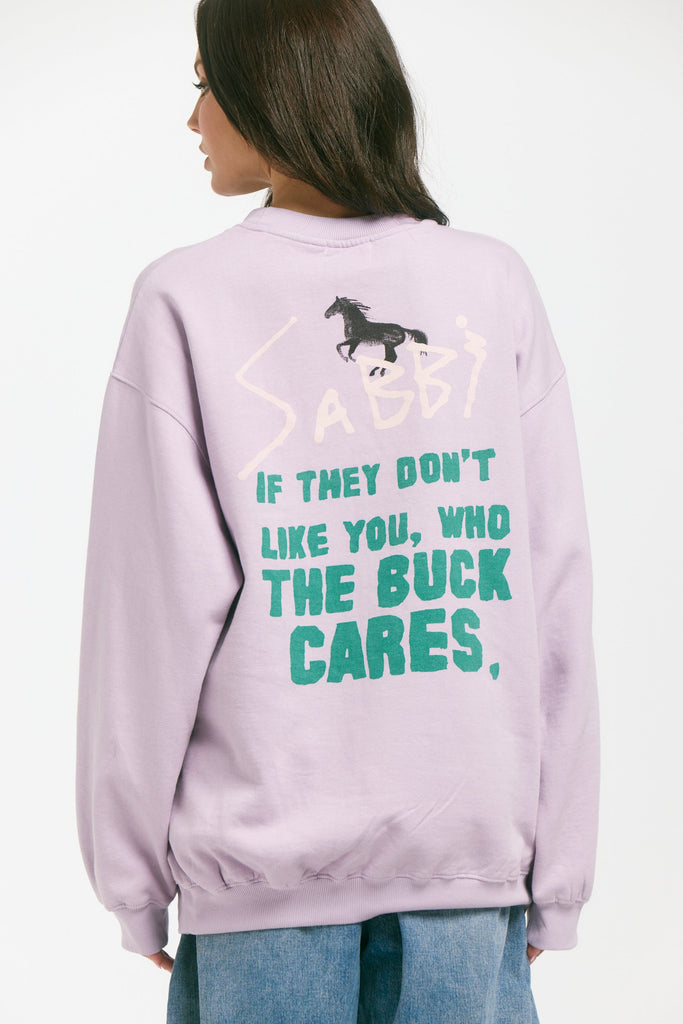 THE WHO THE BUCK CARES JUMPER |  LILAC