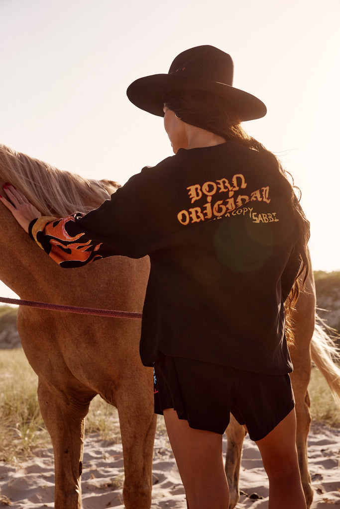 SABBI THE FLAMING COWBOY JUMPER | BLACK  (PRE ORDER)