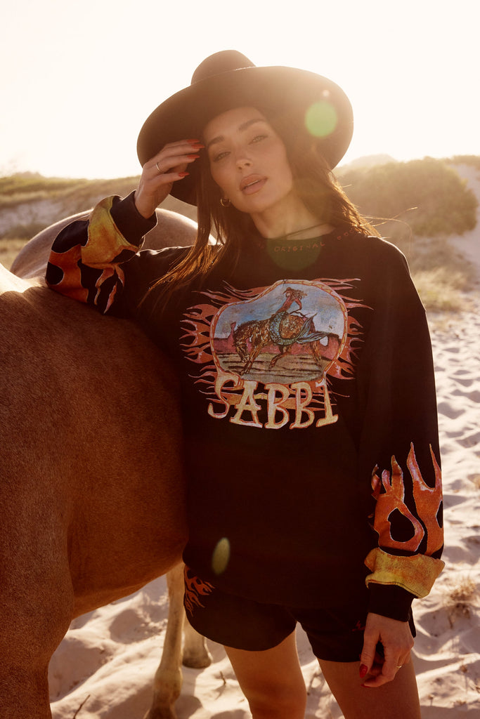 SABBI THE FLAMING COWBOY JUMPER | BLACK  (PRE ORDER)