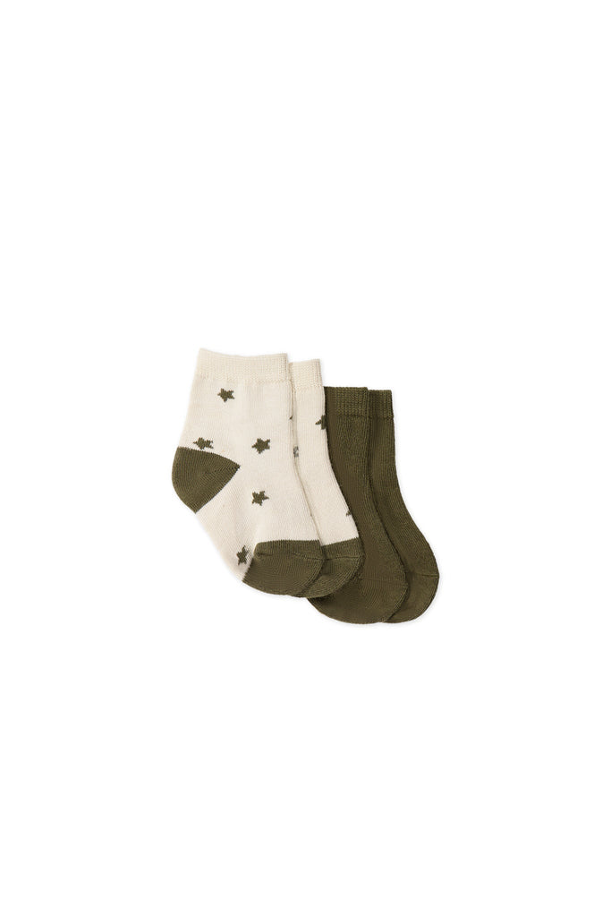 2PK Sock | Twinkle Toes Deep Olive/Deep Olive