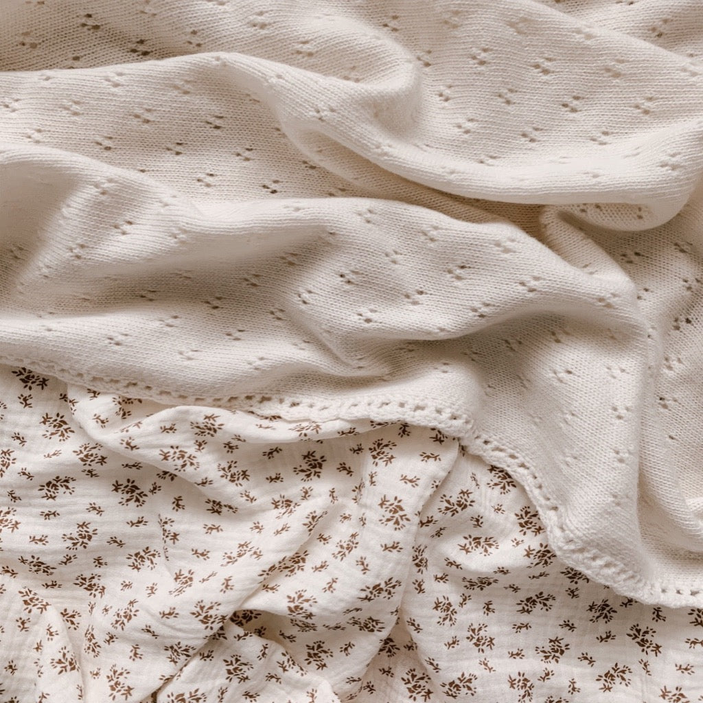 Heirloom Merino Wool Pointelle Baby Blanket | Cream