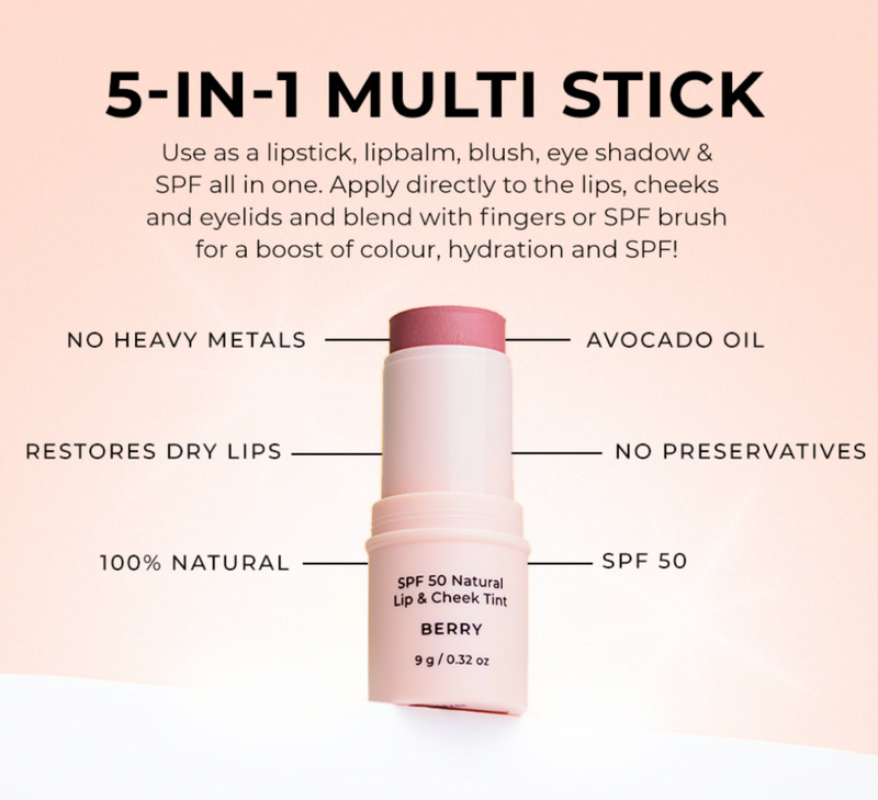 SPF 50 Natural Lip & Cheek Tint / Berry