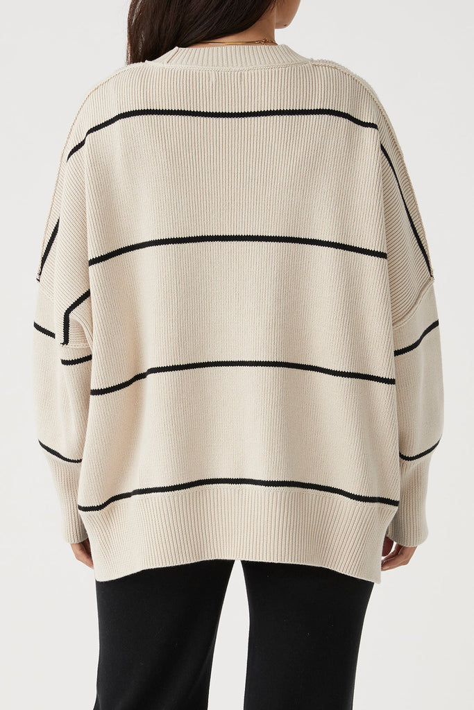 Harper Stripe Sweater | Sand & Black