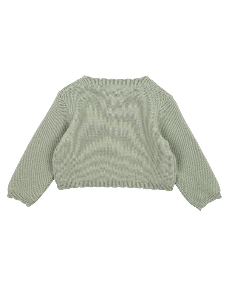 SAGE SCALLOPED EDGE CARDIGAN