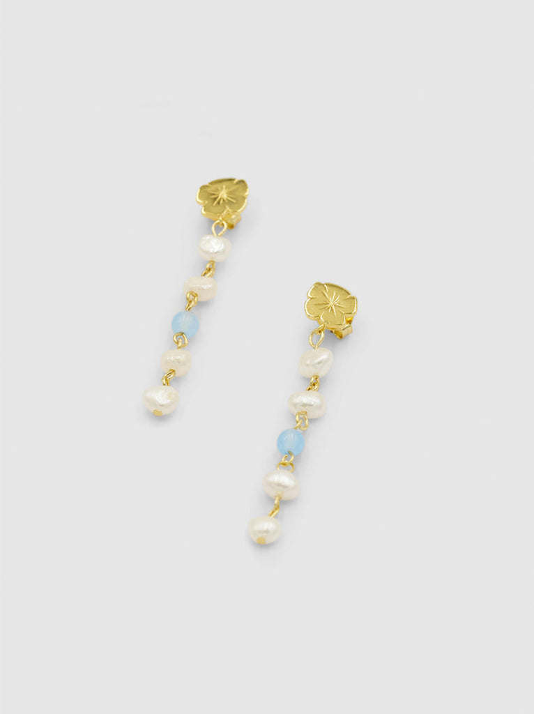 Marie Pearl Drop Earrings | Gold Sky