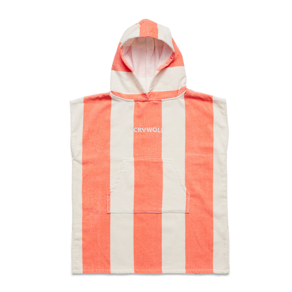 HOODED TOWEL | Coral Stripe