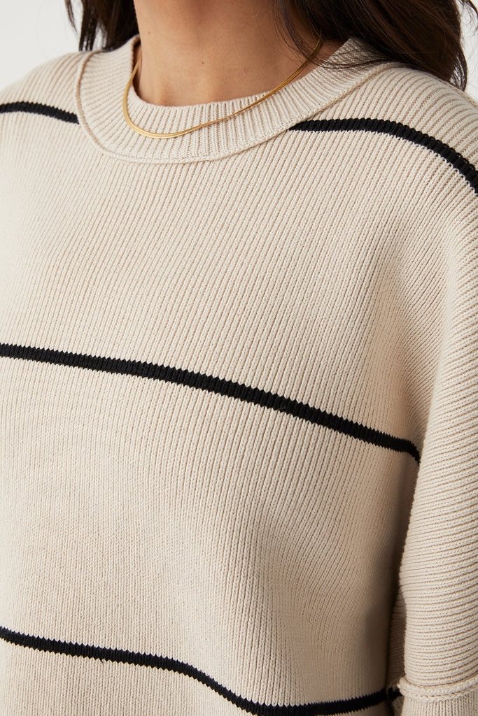 Harper Stripe Sweater | Sand & Black