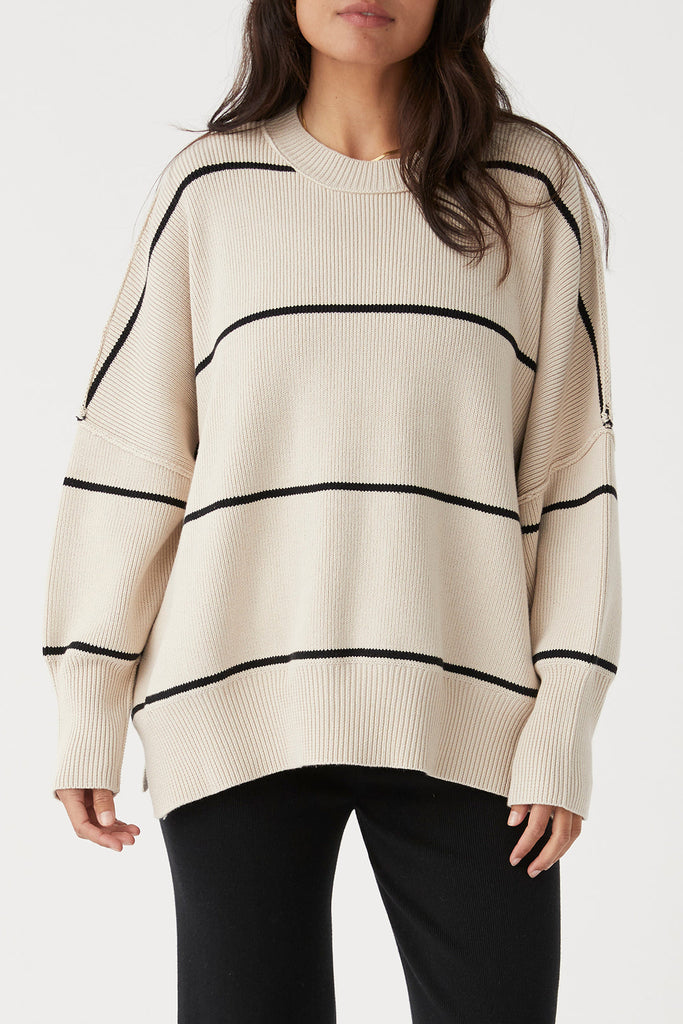 Harper Stripe Sweater | Sand & Black