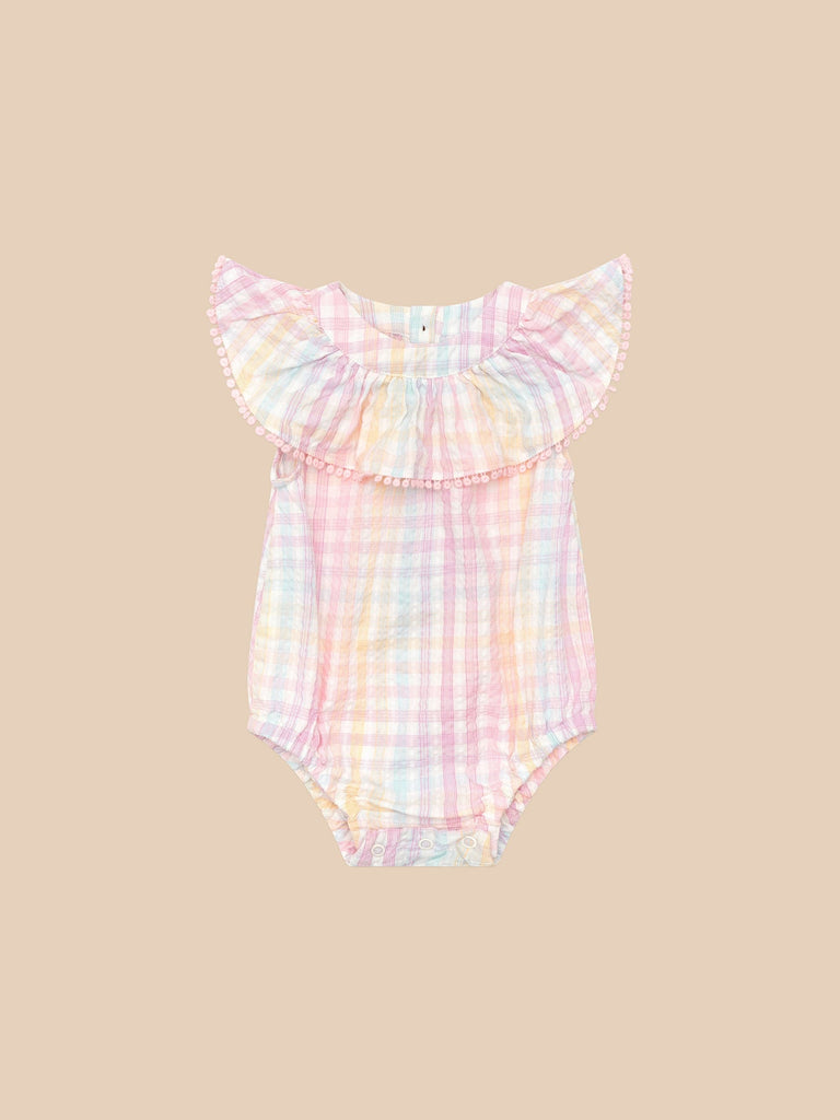 RAINBOW CHECK FRILL ONESIE