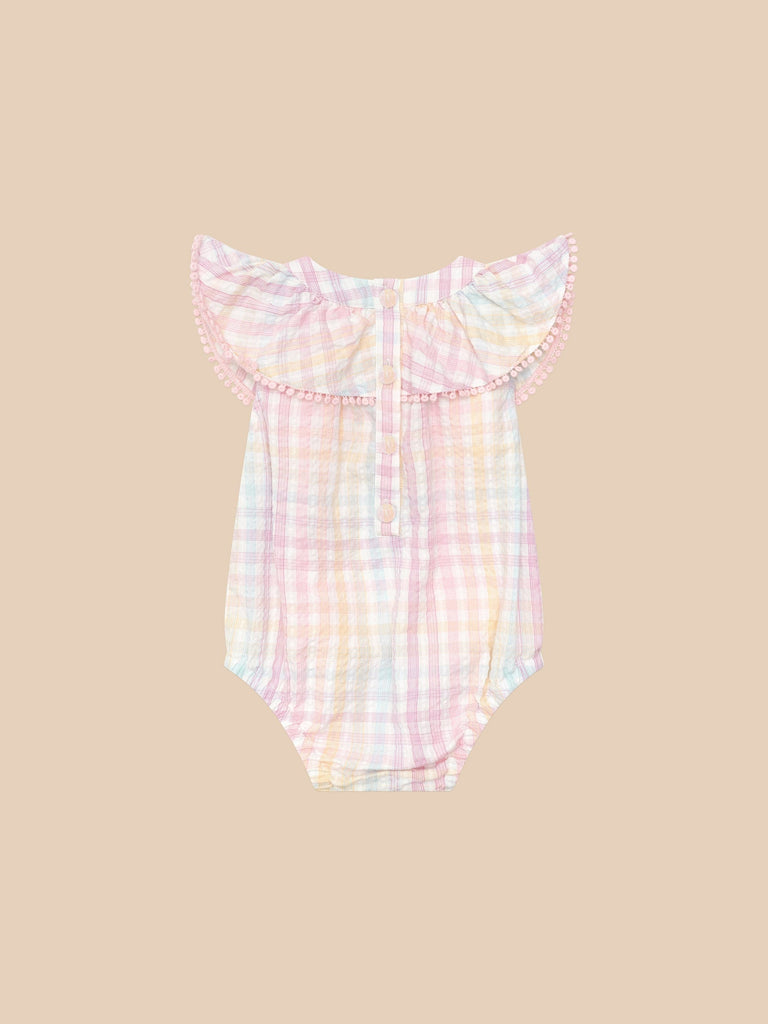 RAINBOW CHECK FRILL ONESIE