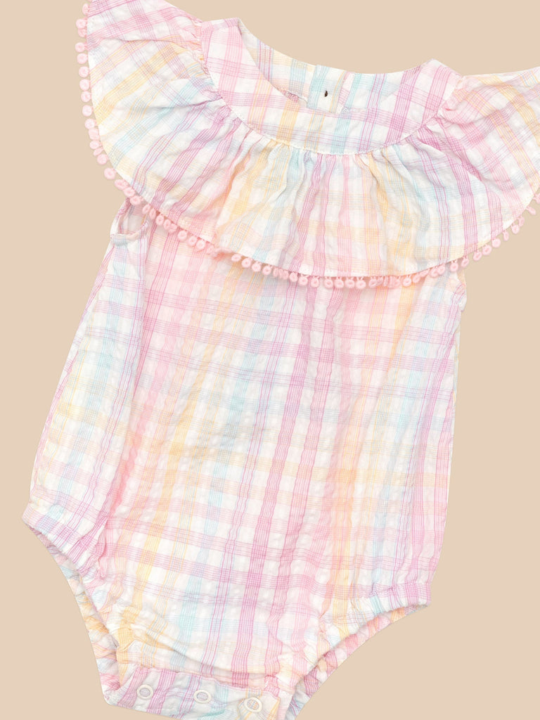 RAINBOW CHECK FRILL ONESIE