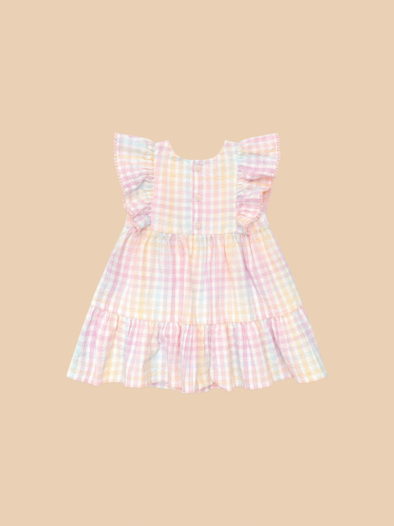 RAINBOW CHECK FRILL DRESS