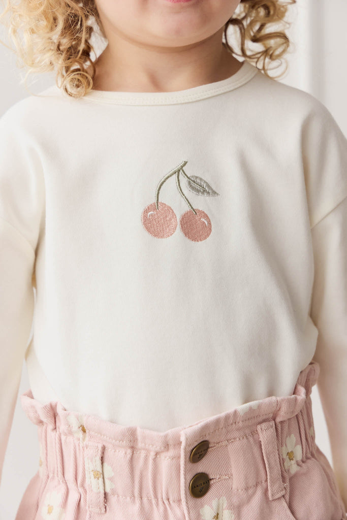 Pima Cotton Arnold Long Sleeve Top | Parchment Petite Cherry