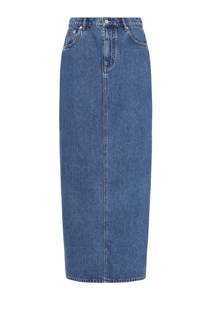 Organic Denim Maxi Skirt | Vintage Blue