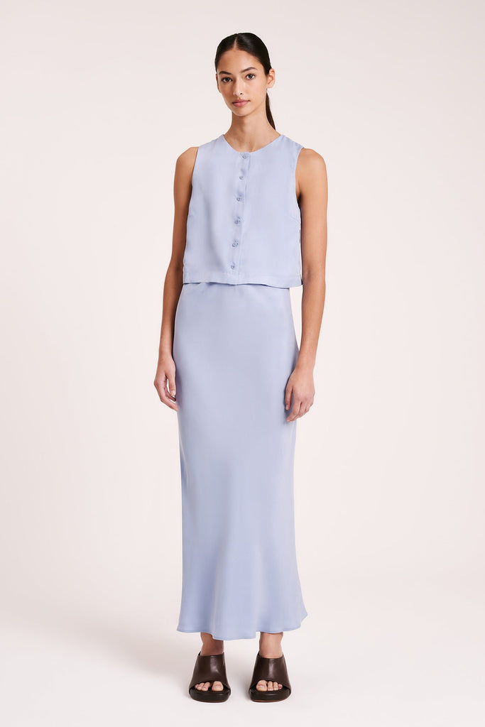 Ines Cupro Skirt | Mineral Blue
