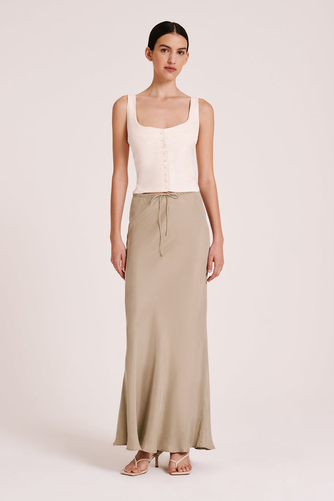 Lea Cupro Skirt | Olive