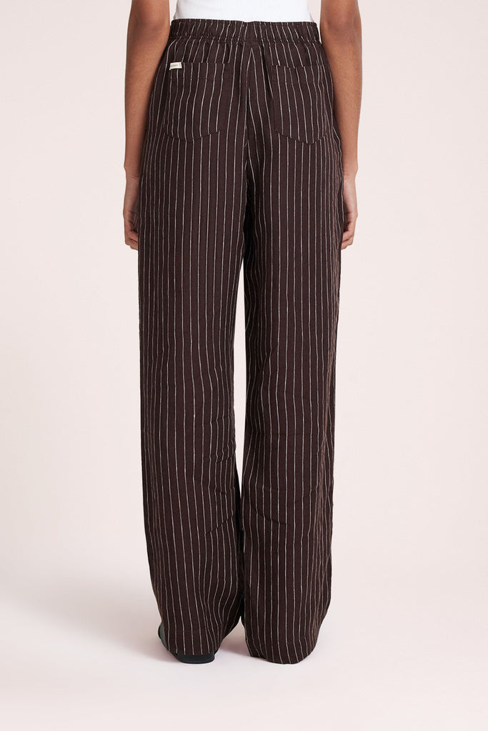 Lounge Stripe Linen Pant | Raisin Stripe