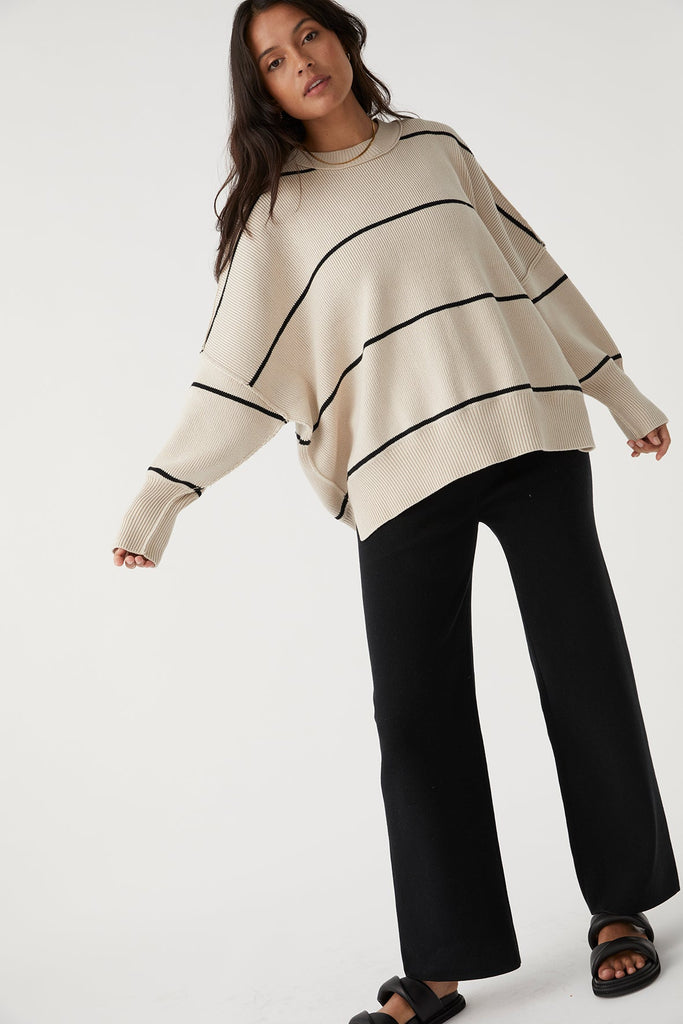 Harper Stripe Sweater | Sand & Black