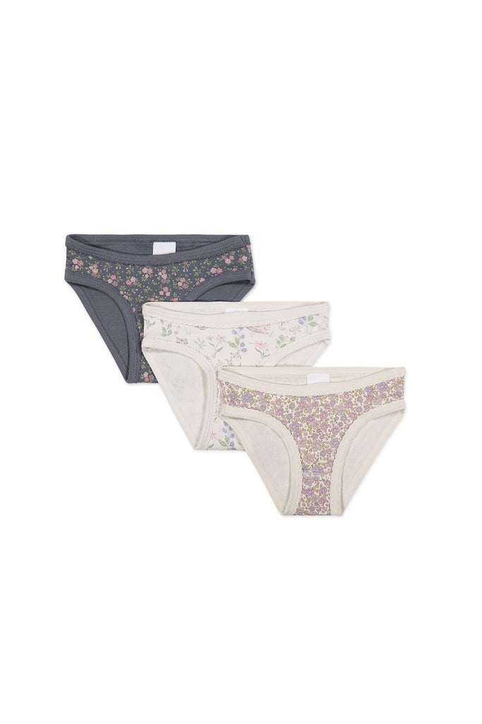 Organic Cotton 3PK Girls Brief | Rosalie Floral Lava/Chloe Lavender/Moons Garden Lavender