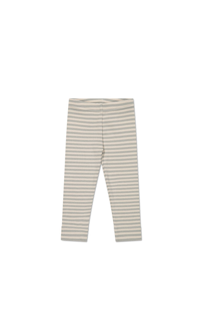 Organic Cotton Modal Elastane Legging | Narrow Stripe Willow/Soft Clay