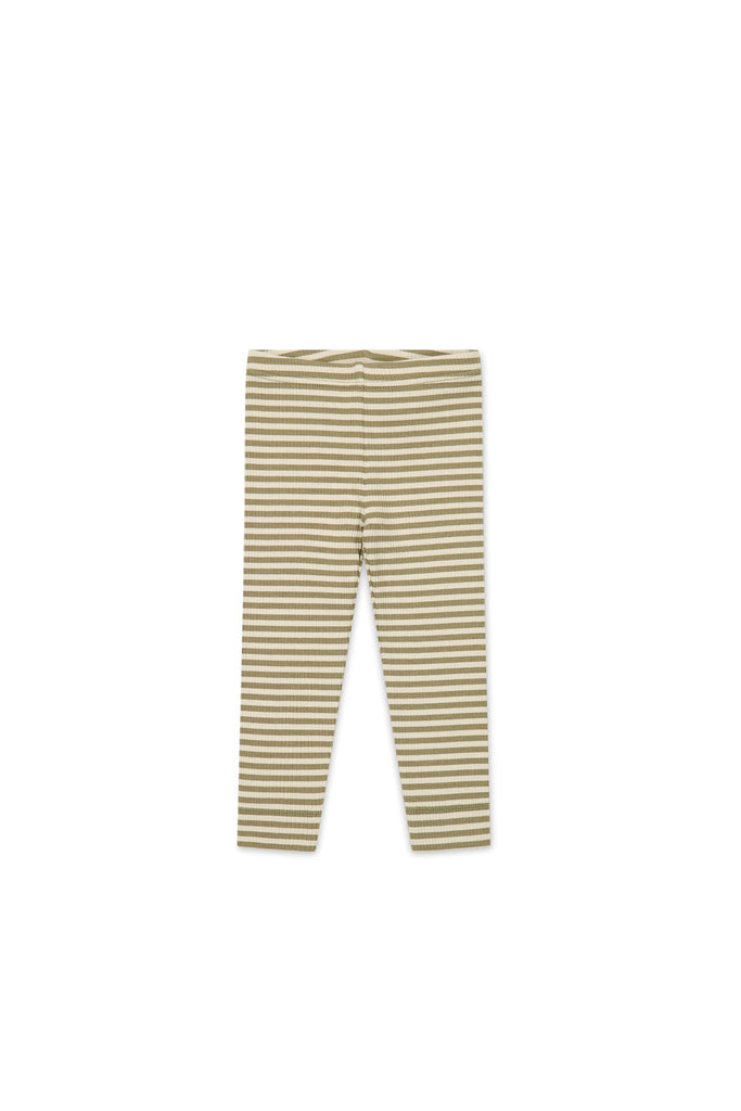 Organic Cotton Modal Elastane Legging | Narrow Stripe Oak/Soft Clay