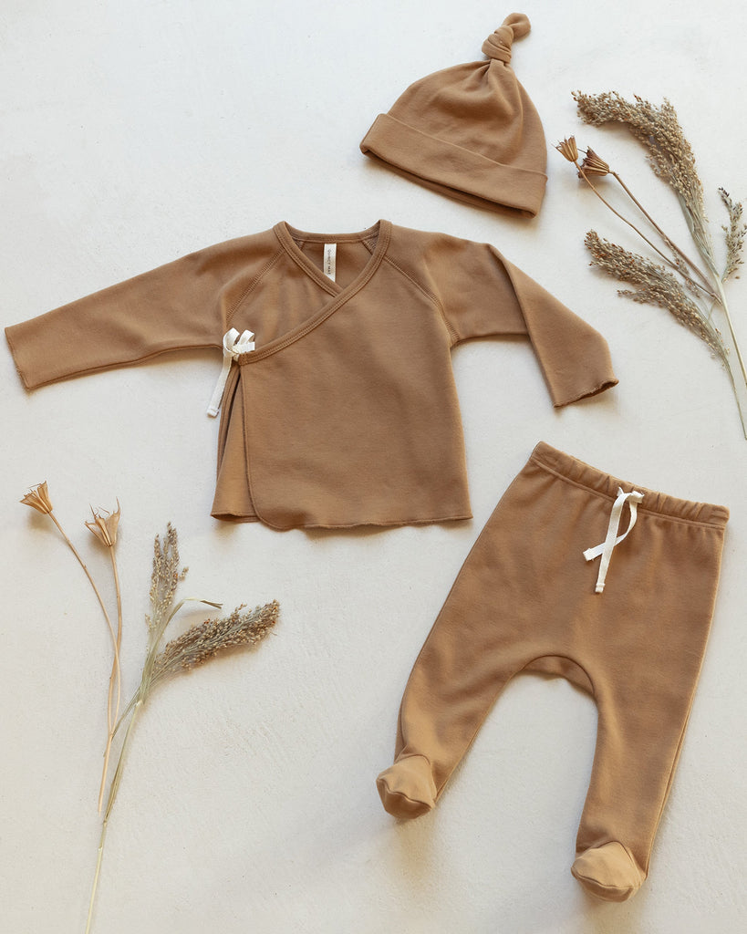 WRAP TOP + FOOTED PANT SET | GOLDEN