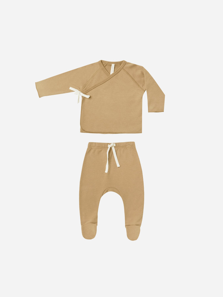 Wrap Top + Footed Pant Set / Honey