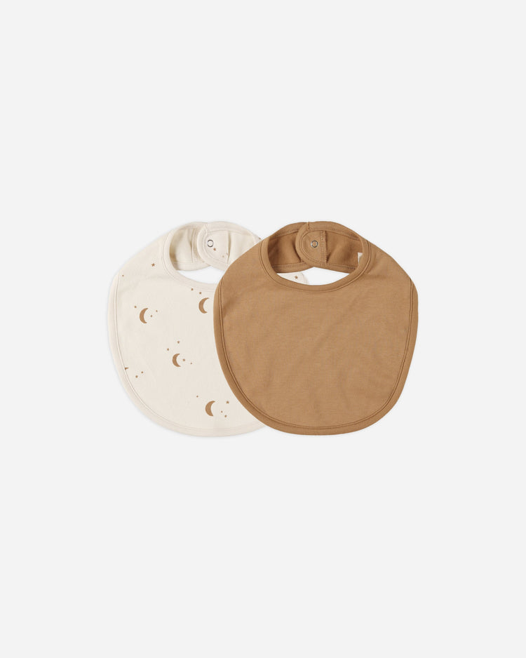 JERSEY SNAP BIB, 2 PACK || MOONS, GOLDEN