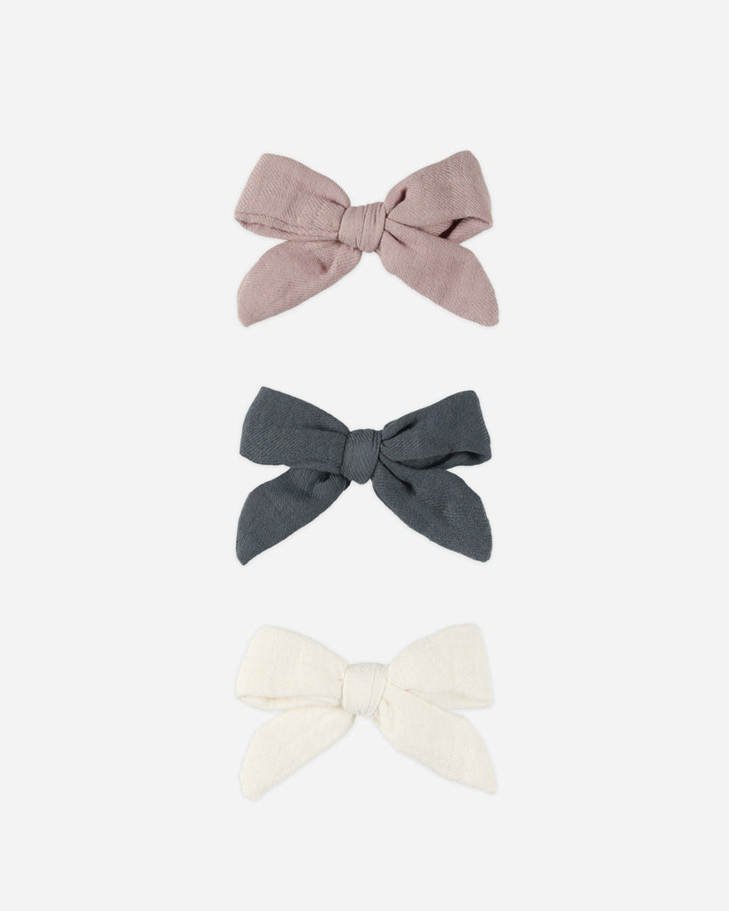 BOW CLIP SET OF 3 | INDIGO, MAUVE, IVORY