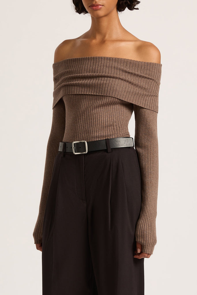 Krishna Off Shoulder Knit | Mocha