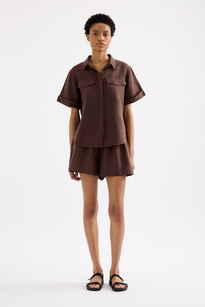 Desi Linen Short | Espresso