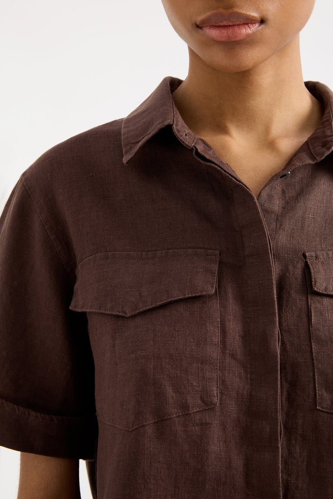 Desi Linen Shirt | Espresso