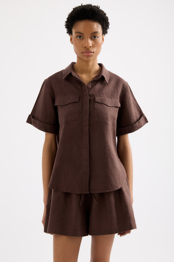 Desi Linen Shirt | Espresso