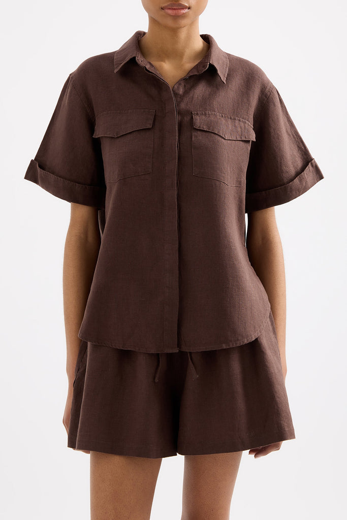 Desi Linen Shirt | Espresso